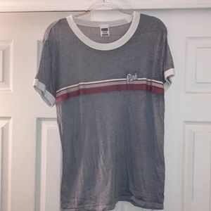 Blue shirt with pink & white stripes from PINK